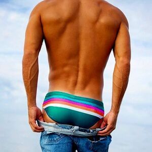Men's Sexy Rainbow Bikini Swimsuit Resort wear Swim Briefs Teal XXL